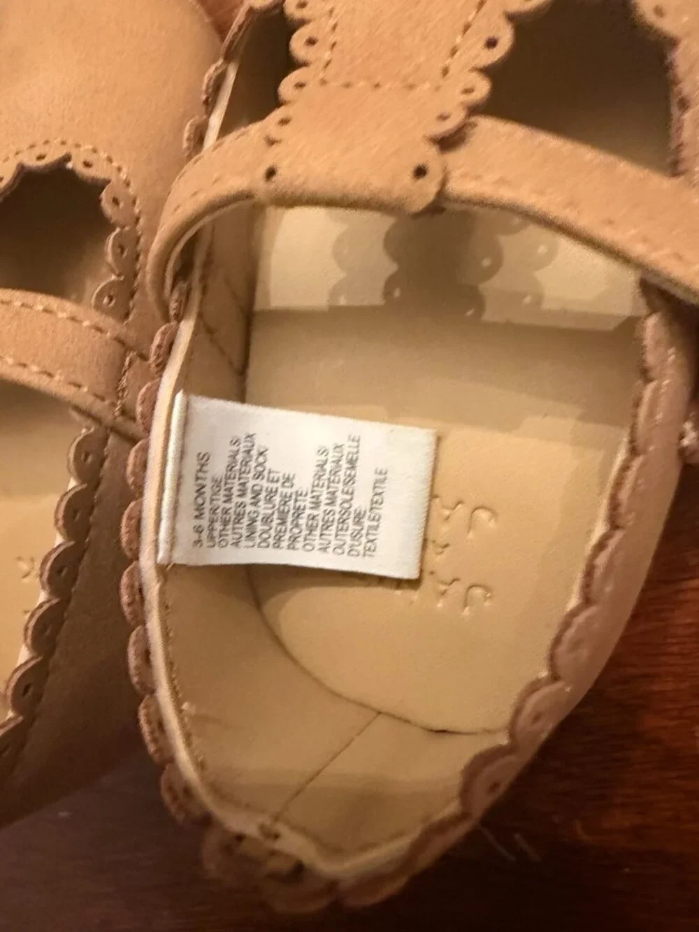 Janie & Jack Tan Suede Mary Jane Baby Shoes, Size 3-6 Months